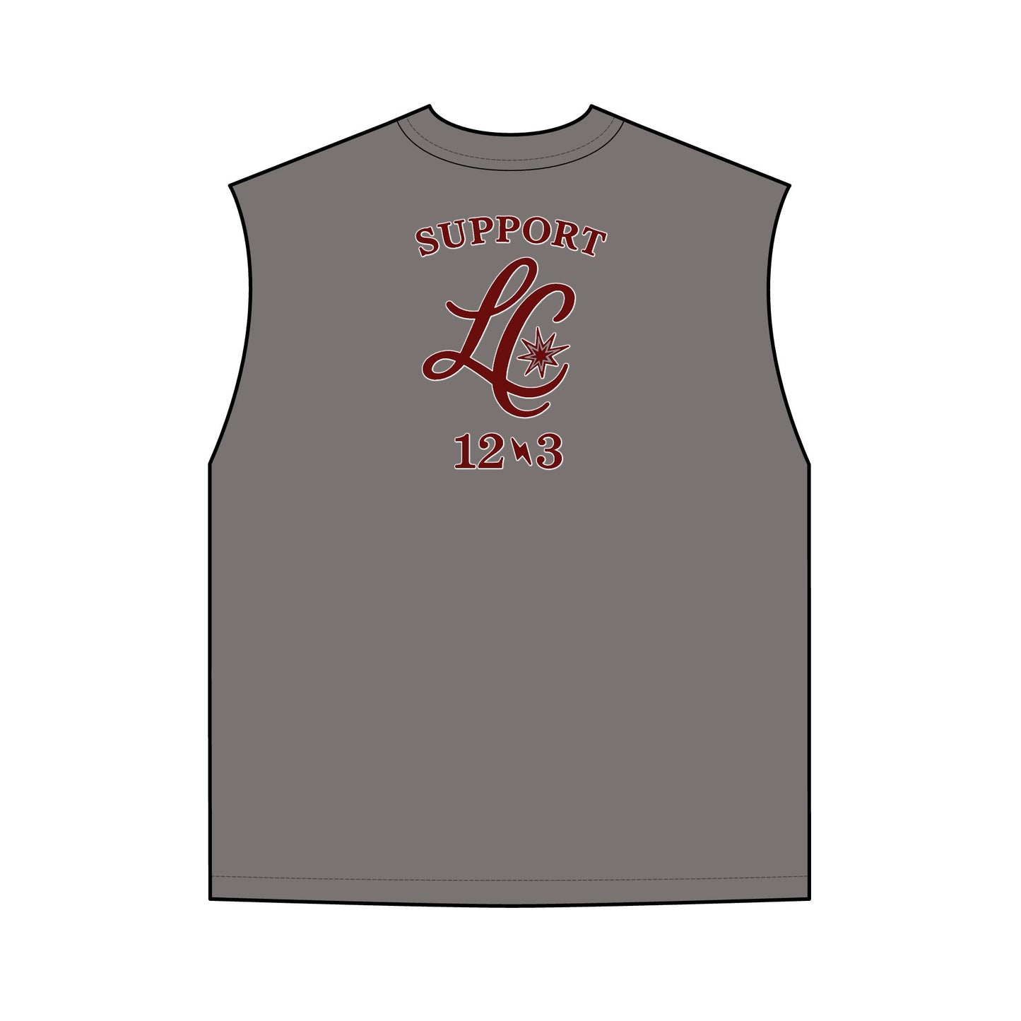 Tank Top — 'Support LC 12•3' Faded Charcoal Sleeveless Tee