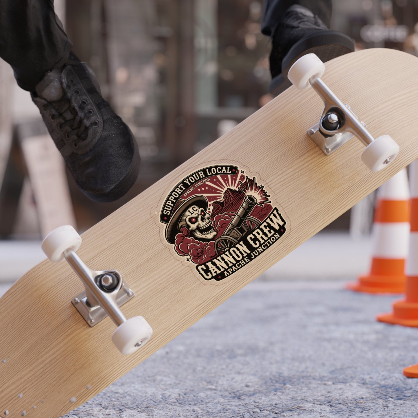 Cannon Crew Die-Cut Outdoor Sticker — "Support Your Local" Skull & Cannon Design