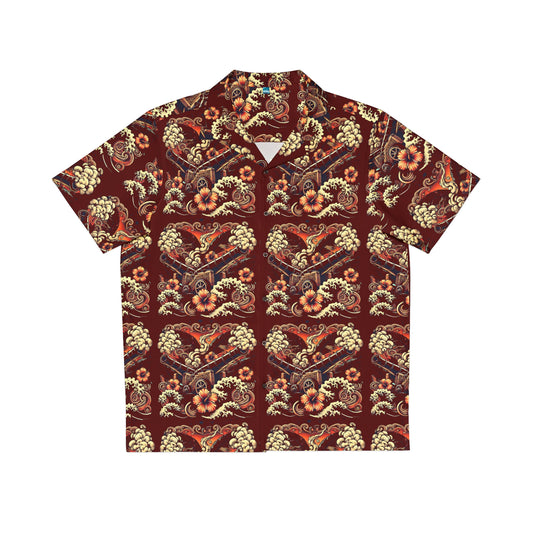 Dark Maroon Hawaiian Shirt - Cannons Don't Die Design