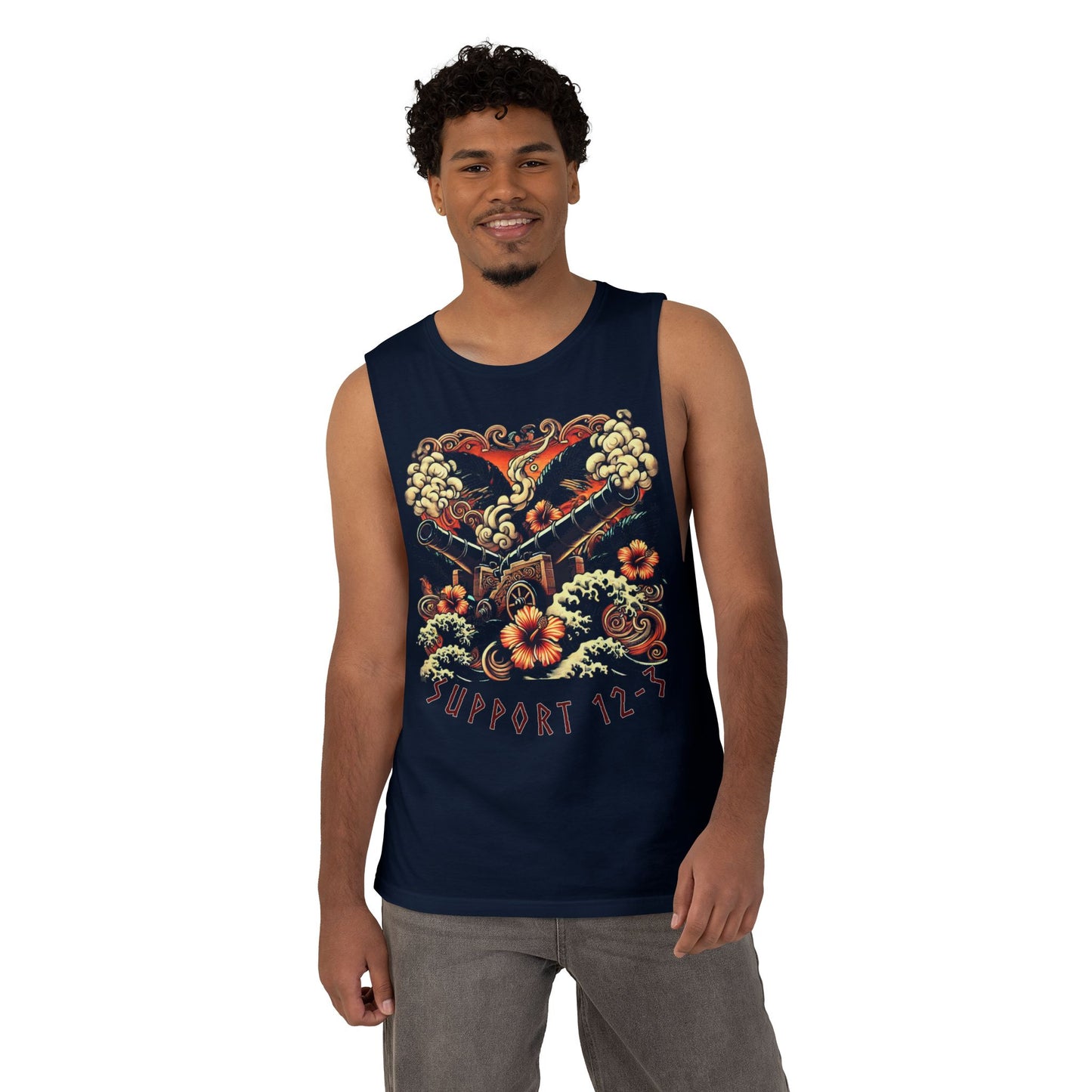 Support 12-3 Floral Skull Tank Top