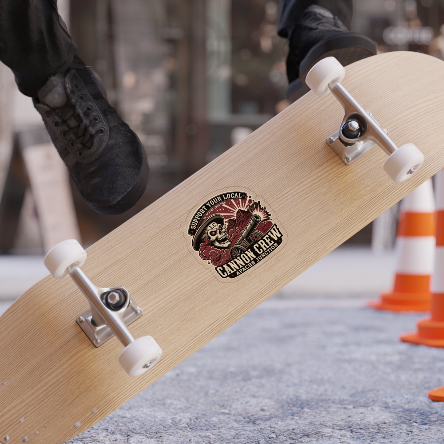 Cannon Crew Die-Cut Outdoor Sticker — "Support Your Local" Skull & Cannon Design