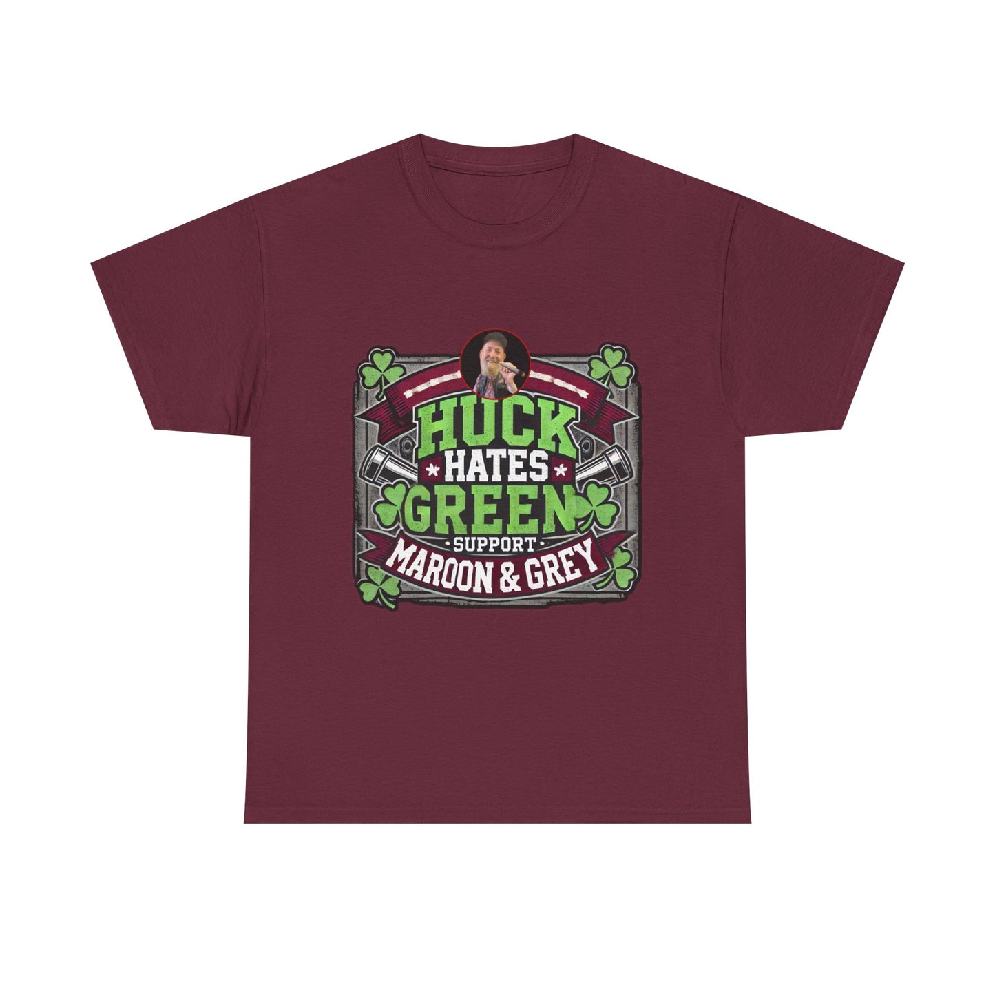 Unisex Heavy Cotton Tee - "Huck Hates Green" - St. Patrick's Day special