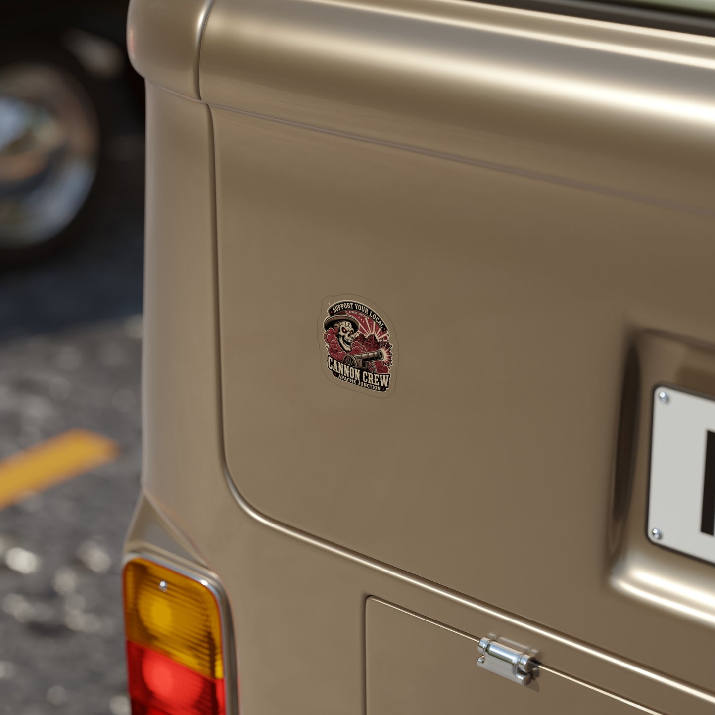 Cannon Crew Die-Cut Outdoor Sticker — "Support Your Local" Skull & Cannon Design