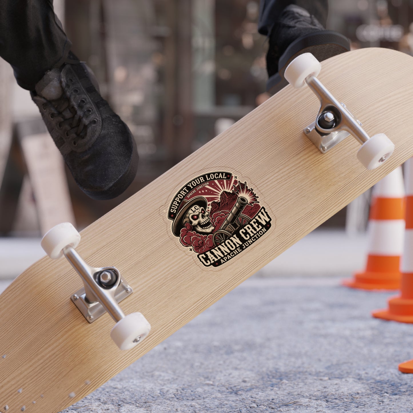 Cannon Crew Die-Cut Outdoor Sticker — "Support Your Local" Skull & Cannon Design