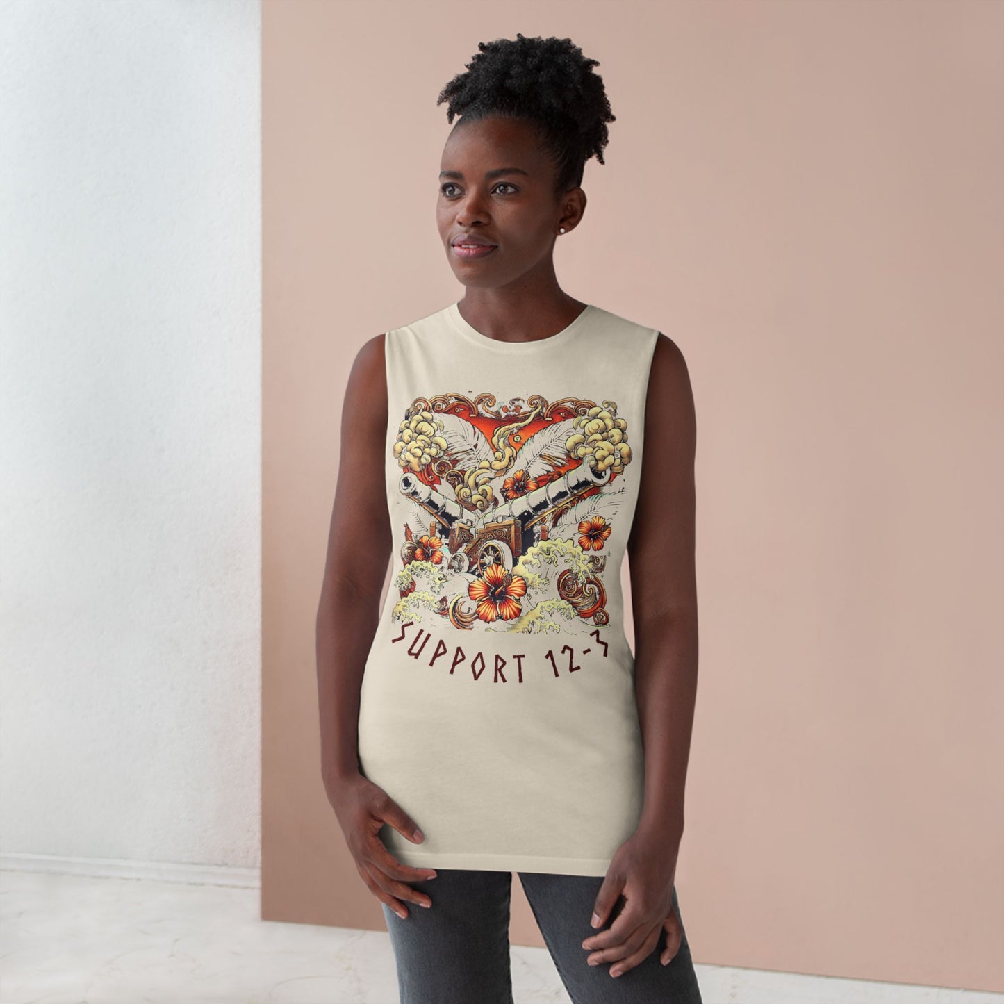 Support 12-3 Floral Skull Tank Top