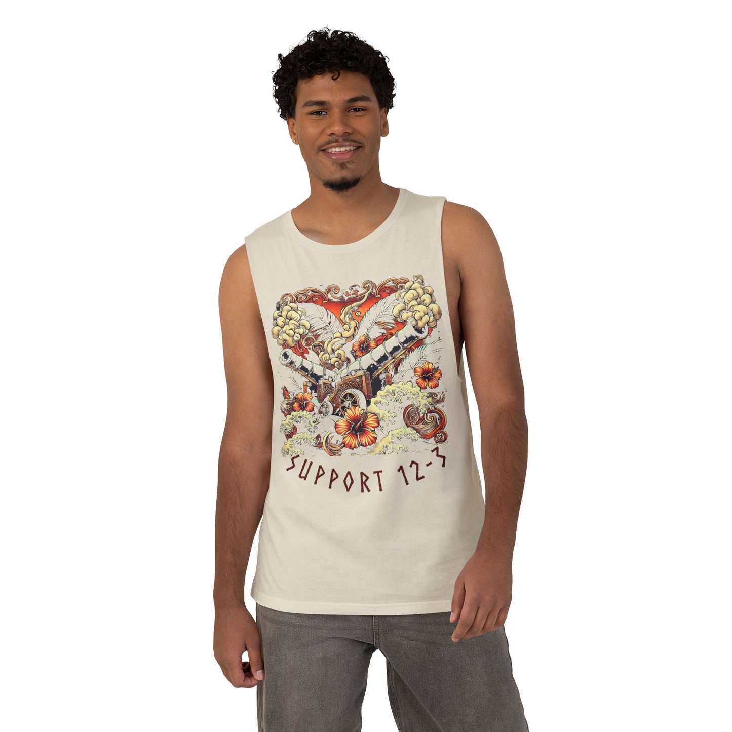 Support 12-3 Floral Skull Tank Top