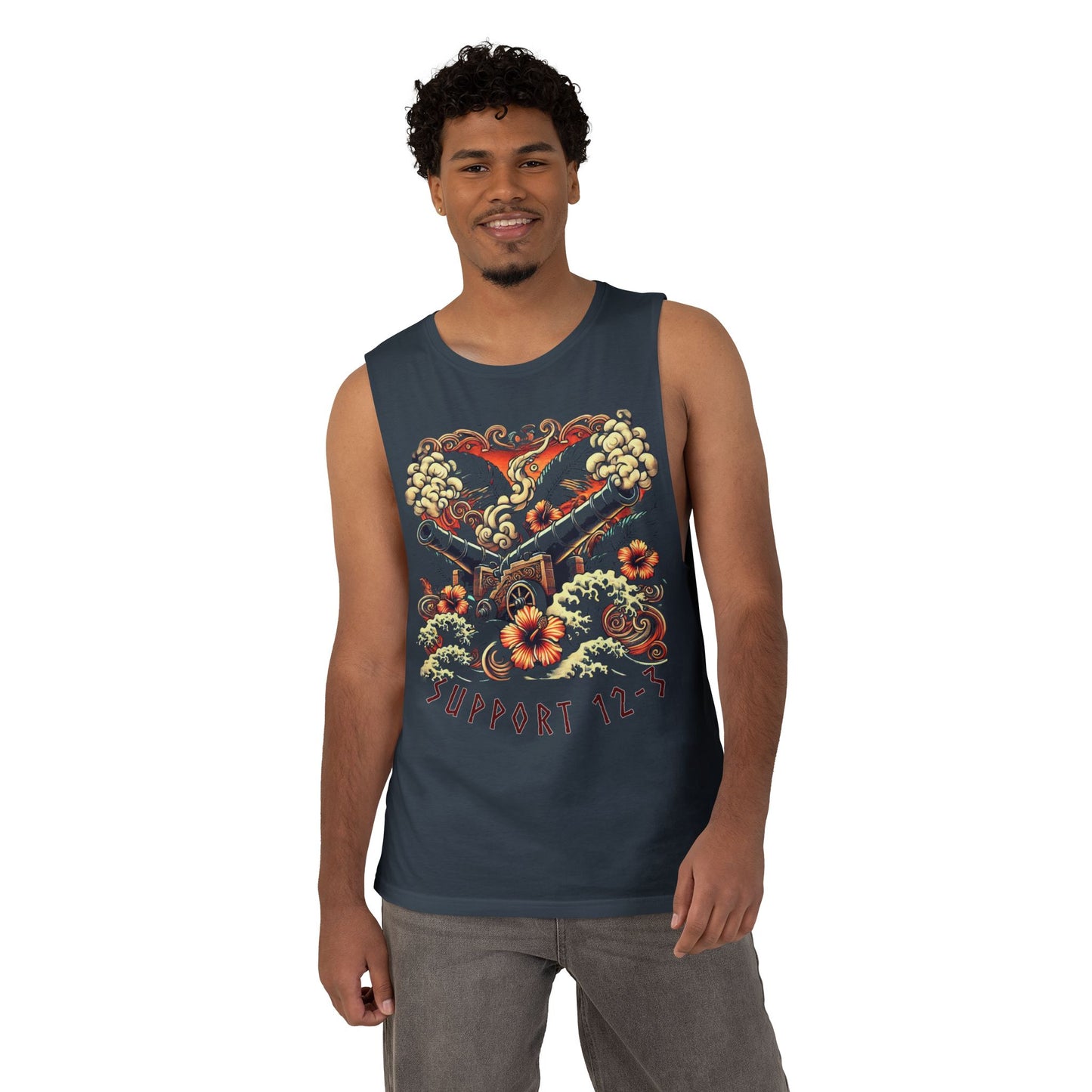 Support 12-3 Floral Skull Tank Top
