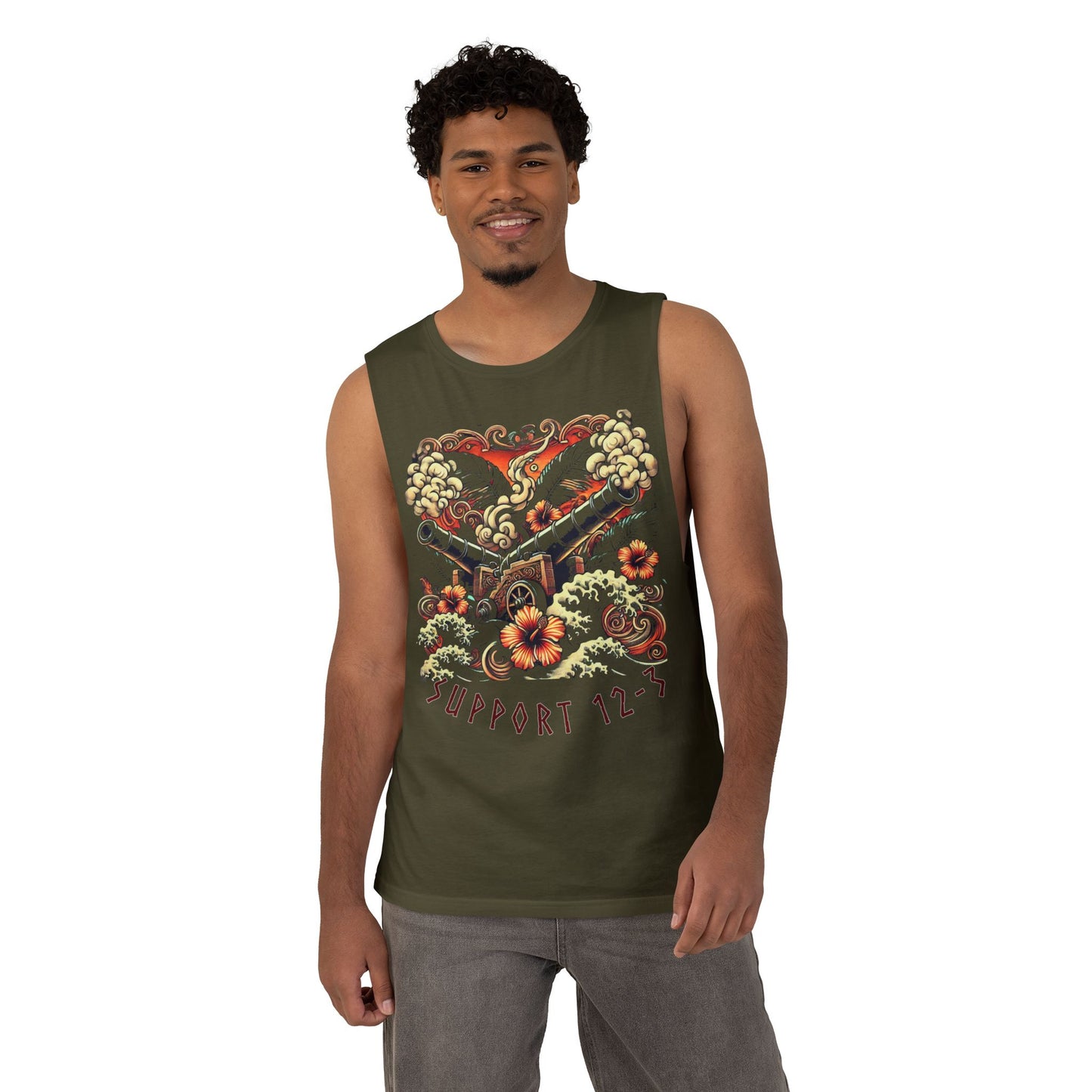 Support 12-3 Floral Skull Tank Top