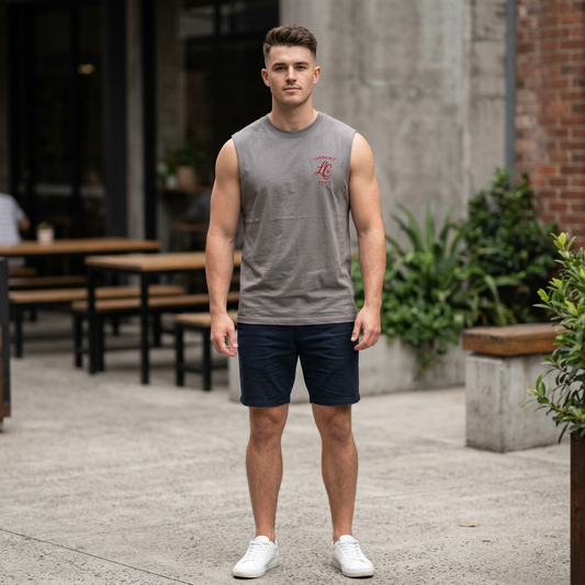 Tank Top — 'Support LC 12•3' Faded Charcoal Sleeveless Tee