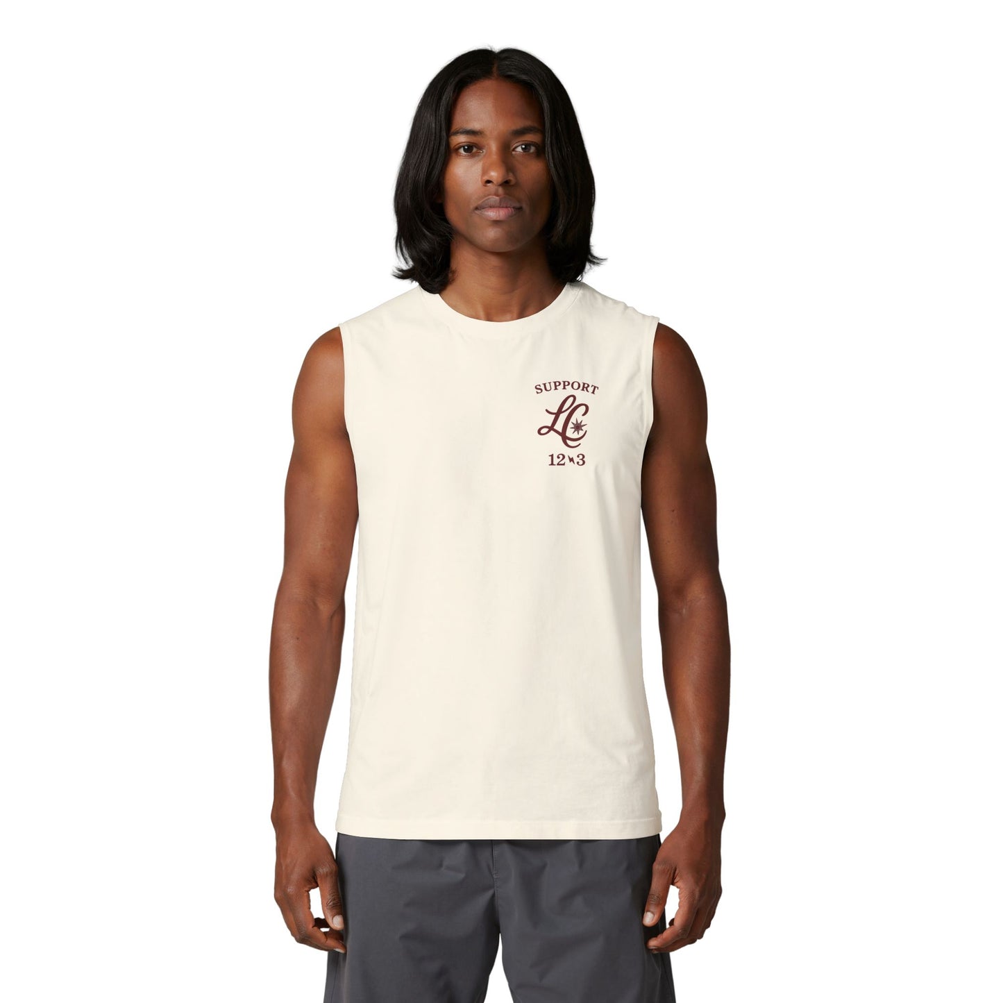 Support LC Muscle Tank — Retro Script Logo Tank Top