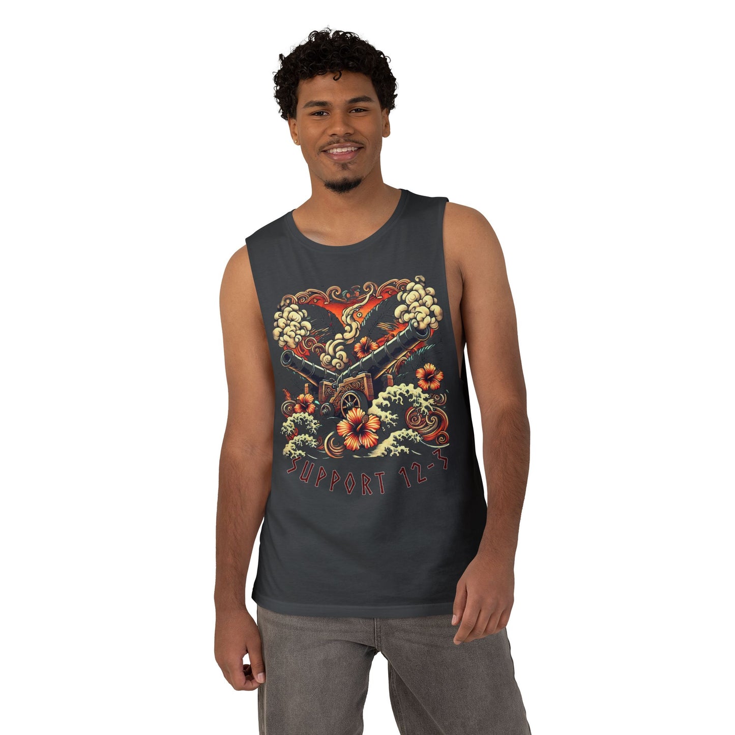 Support 12-3 Floral Skull Tank Top
