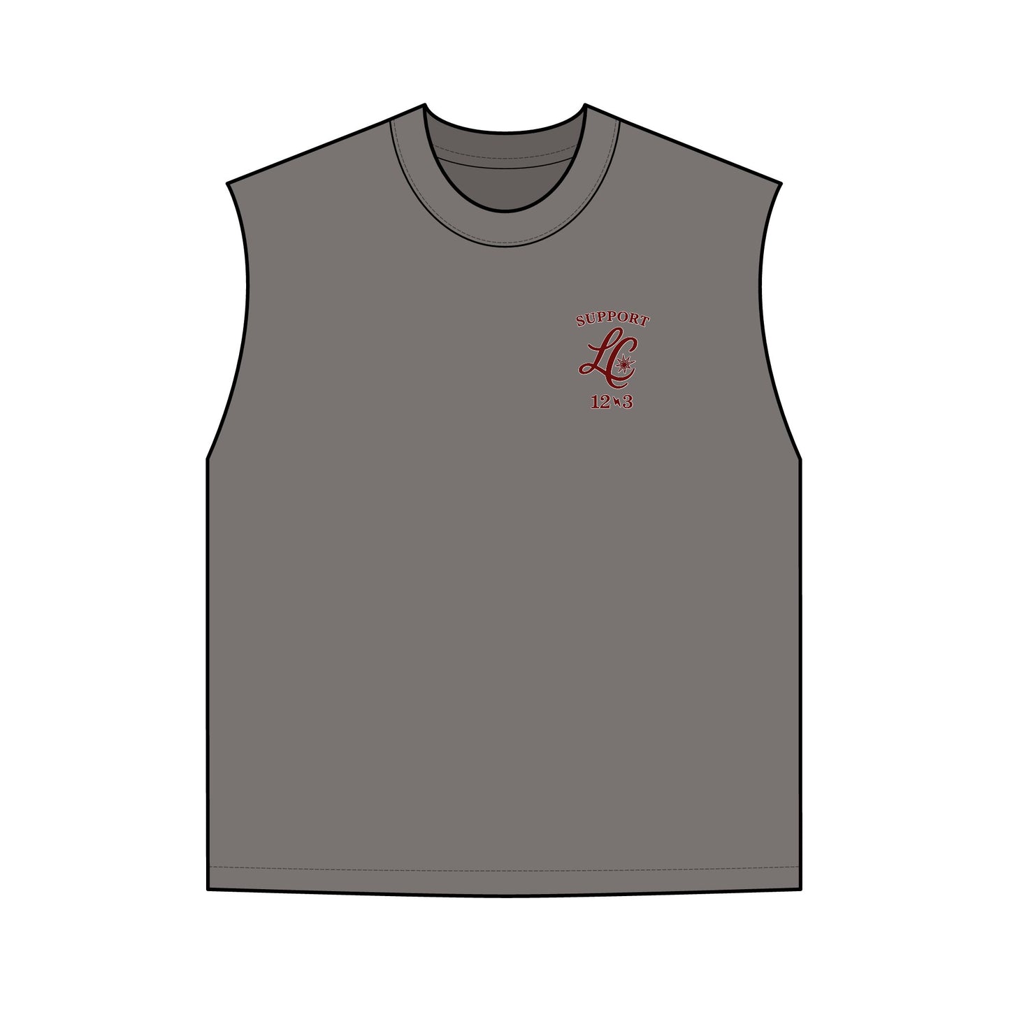 Tank Top — 'Support LC 12•3' Faded Charcoal Sleeveless Tee