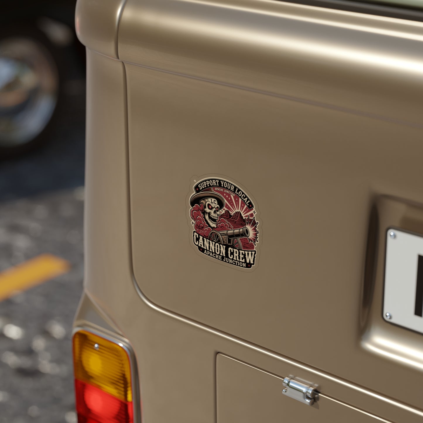 Cannon Crew Die-Cut Outdoor Sticker — "Support Your Local" Skull & Cannon Design