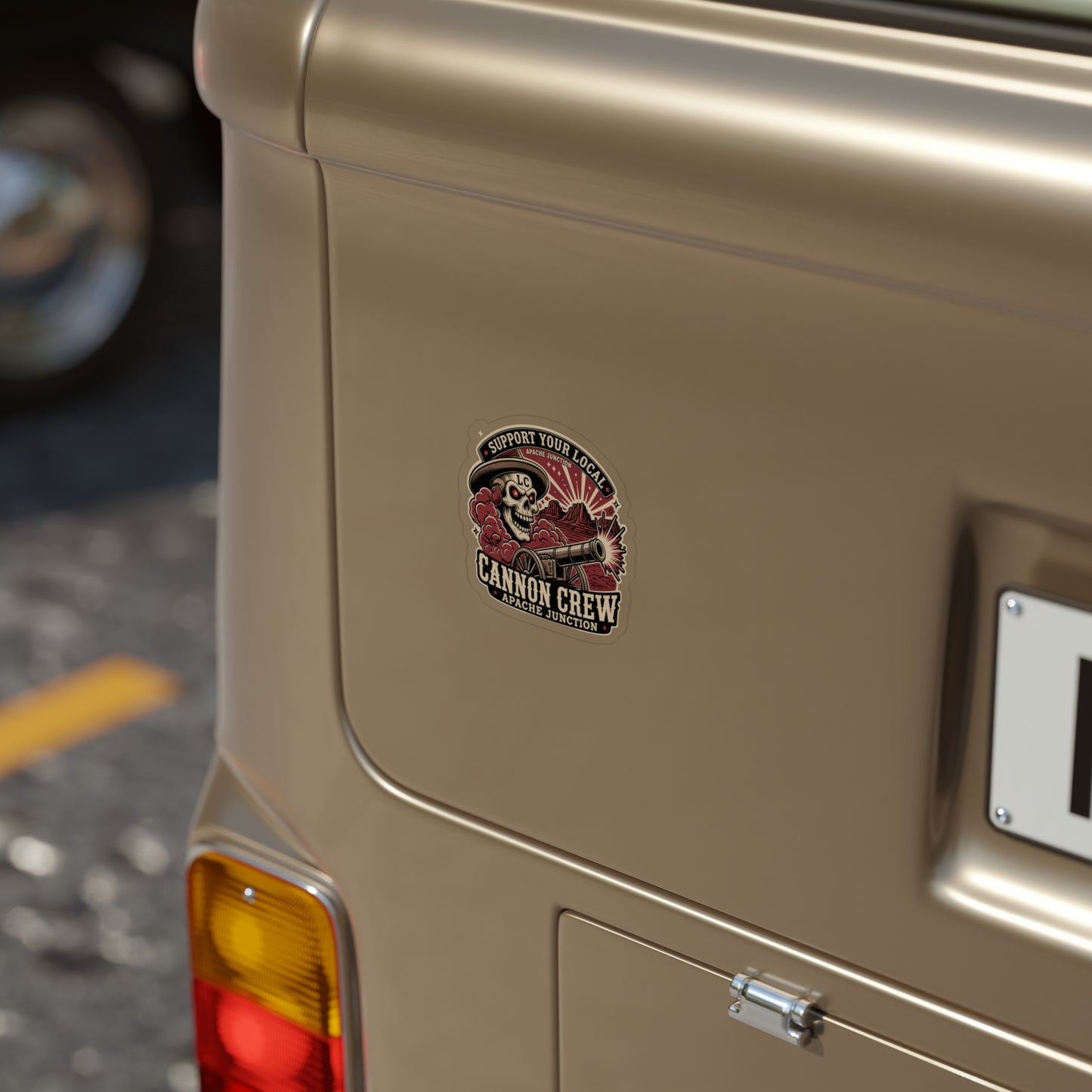 Cannon Crew Die-Cut Outdoor Sticker — "Support Your Local" Skull & Cannon Design