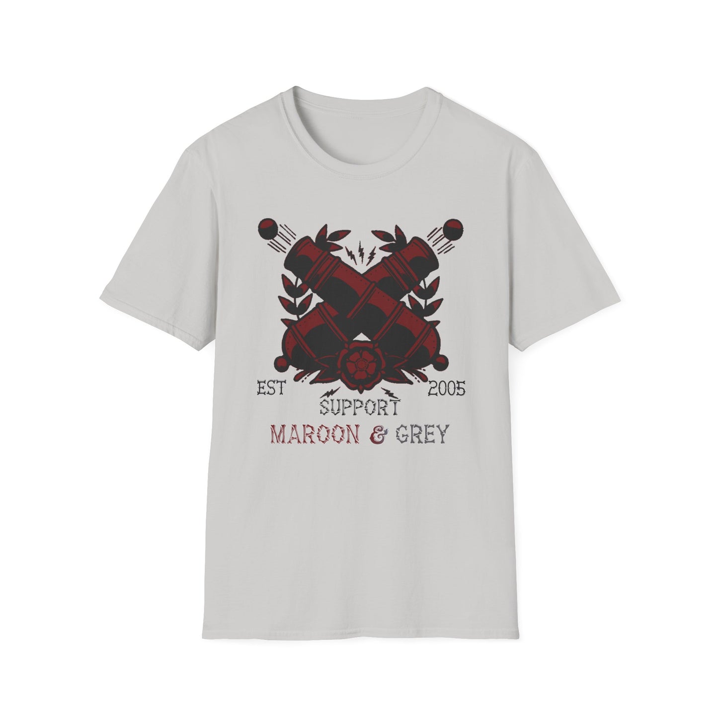 Maroon and Grey Soft T-Shirt - Support Design