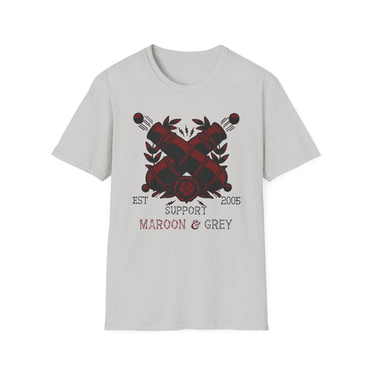 Maroon and Grey Soft T-Shirt - Support Design