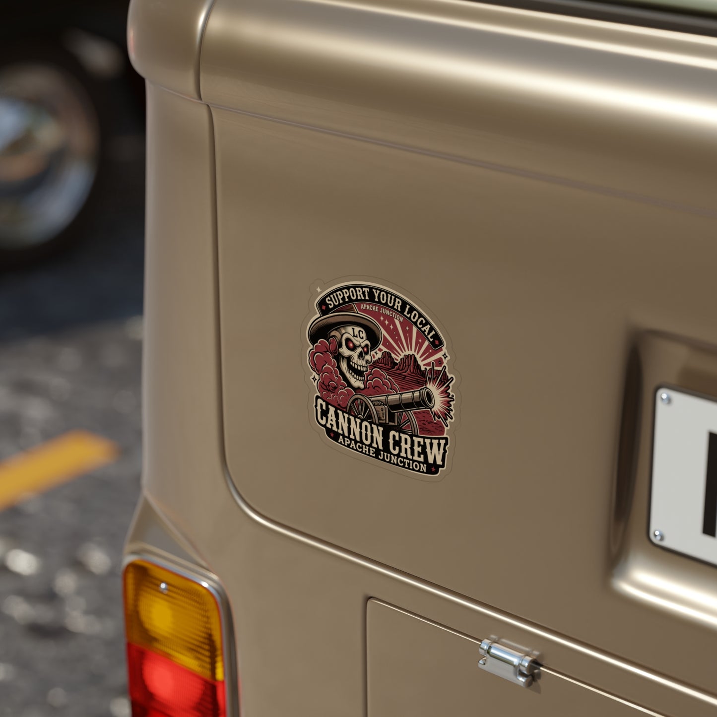 Cannon Crew Die-Cut Outdoor Sticker — "Support Your Local" Skull & Cannon Design