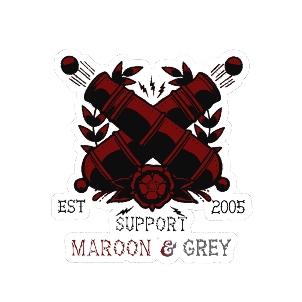 Support Maroon & Grey Stickers