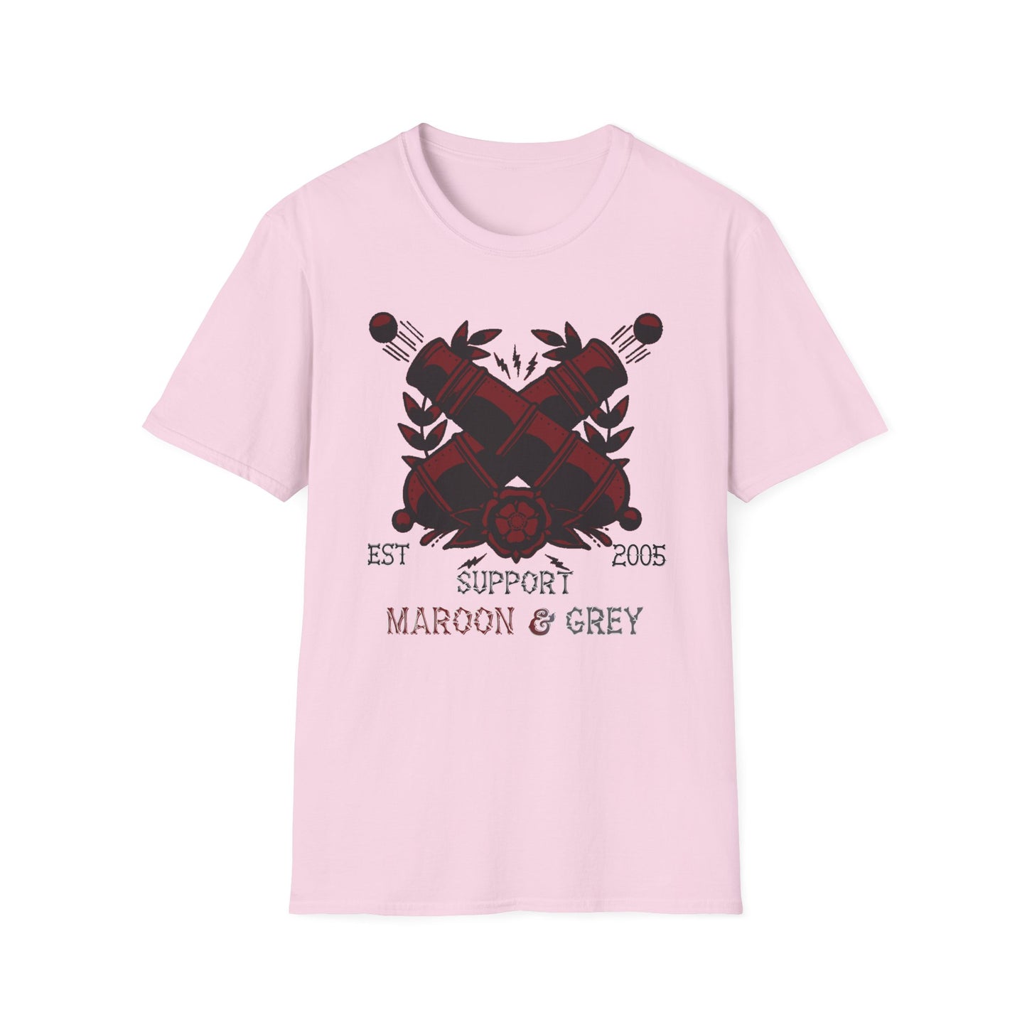 Maroon and Grey Soft T-Shirt - Support Design