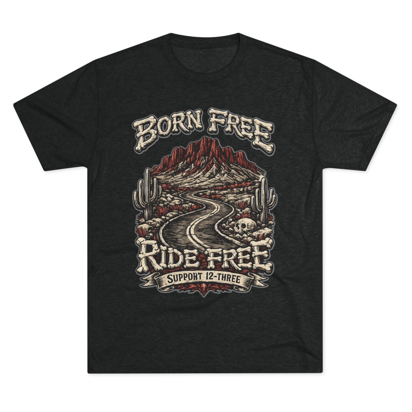 Born Free Ride Free Motorcycle Tee — Desert Road Vintage Biker Shirt