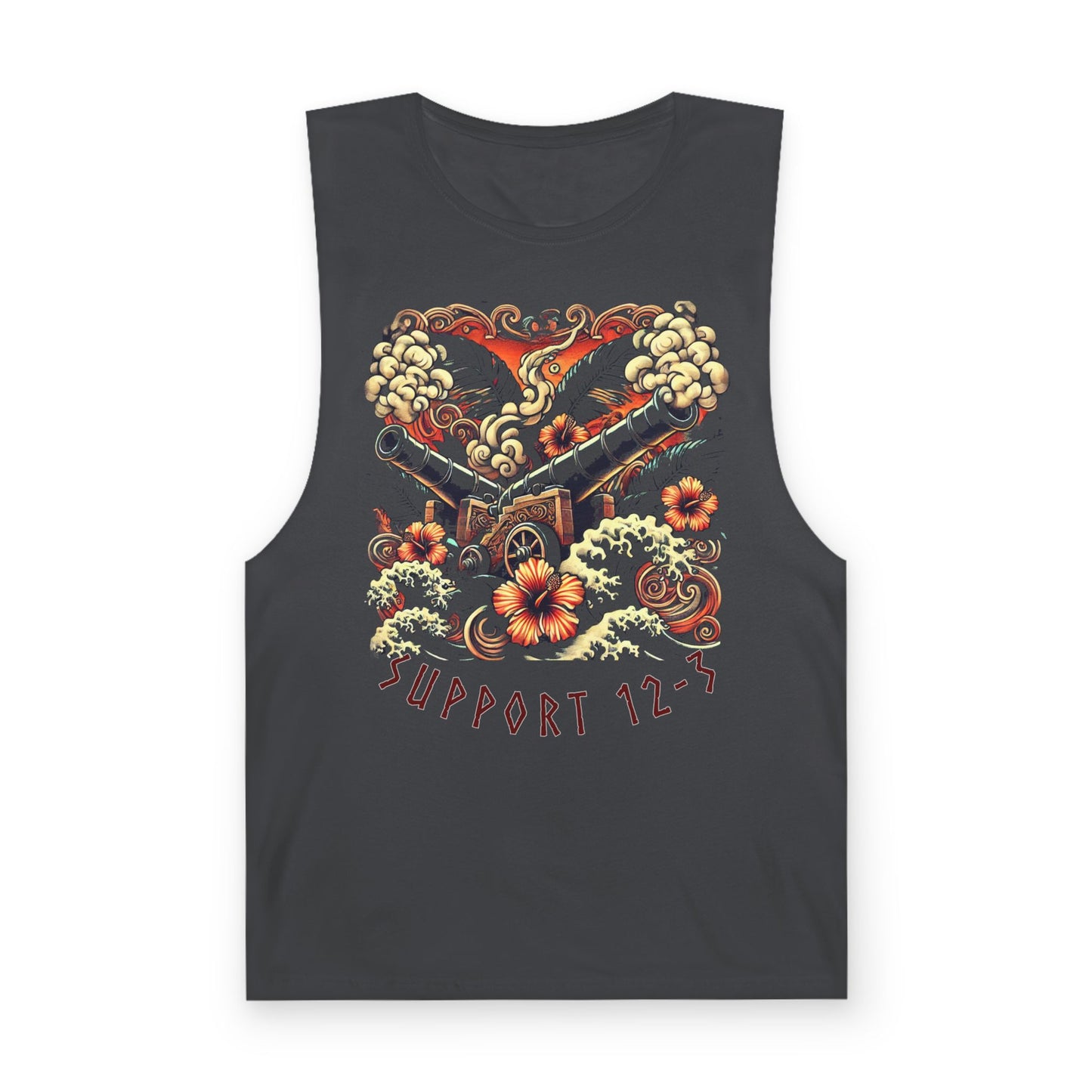 Support 12-3 Floral Skull Tank Top