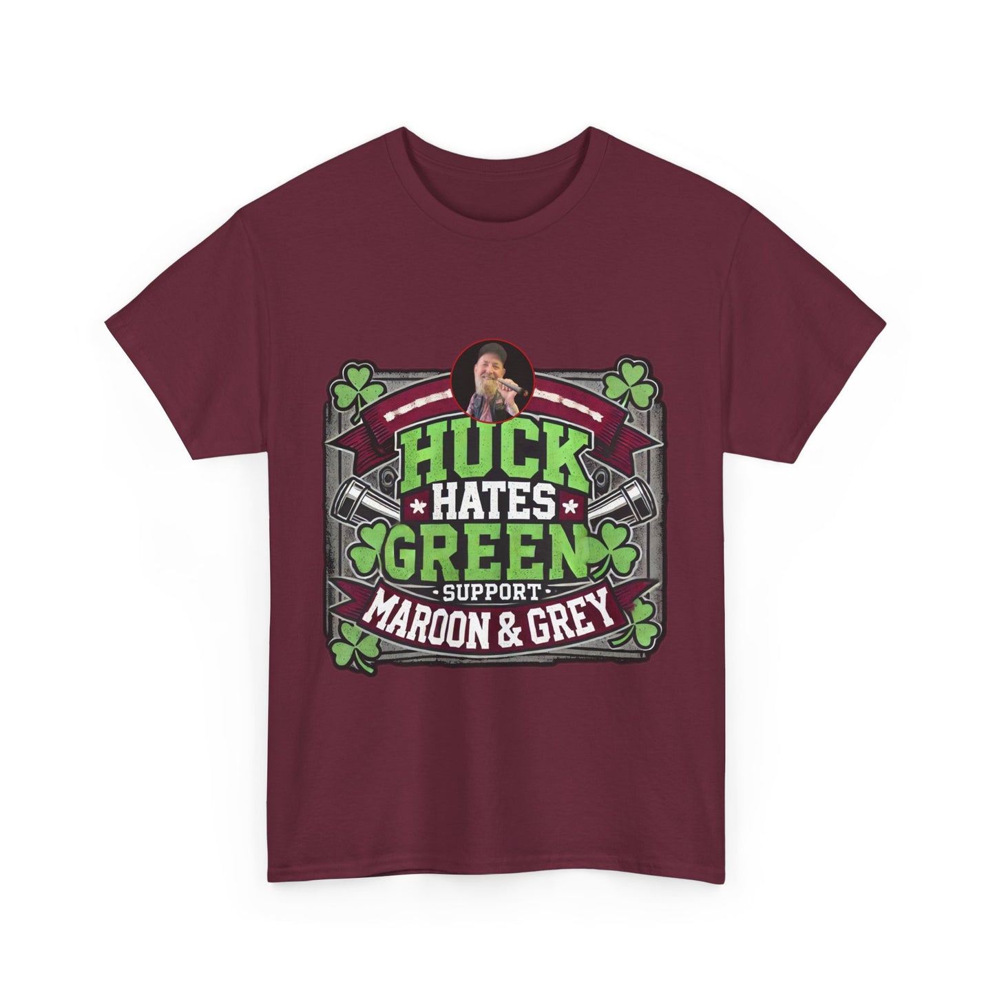 Unisex Heavy Cotton Tee - "Huck Hates Green" - St. Patrick's Day special