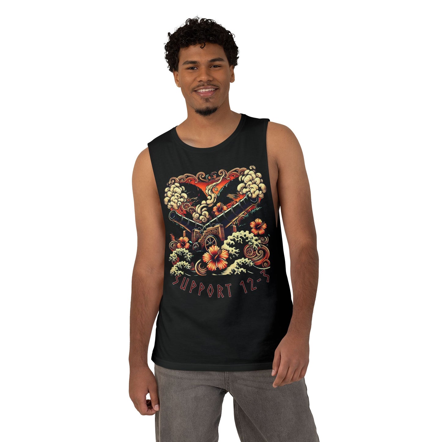 Support 12-3 Floral Skull Tank Top